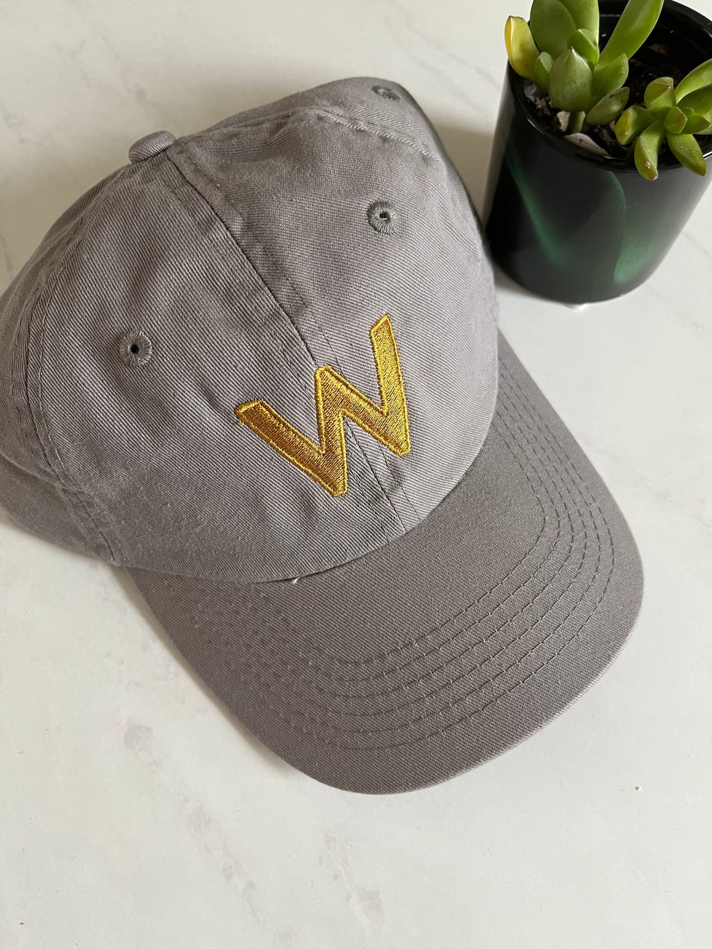 KIDS GREY LETTER BASEBALL HAT SUNNYEMBROIDERYBAE