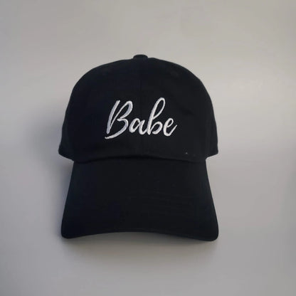 Bride and Babe Hat | Just Married | Wife, | Wedding | Couples | Hubby | Wifey | Party Hat | Bridesmaid | Bachelorette Embroidered Dad Cap