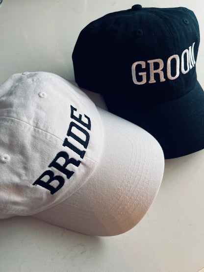Bride and Babe Hat | Just Married | Wife, | Wedding | Couples | Hubby | Wifey | Party Hat | Bridesmaid | Bachelorette Embroidered Dad Cap