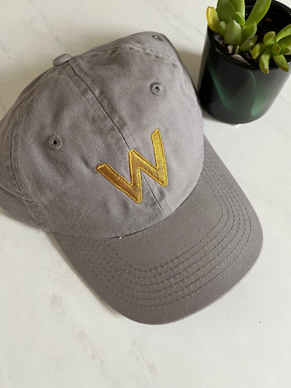 KIDS GREY LETTER BASEBALL HAT SUNNYEMBROIDERYBAE