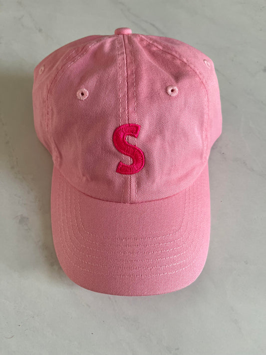 KIDS PINK LETTER BASEBALL HAT SUNNYEMBROIDERYBAE