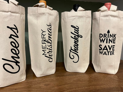 Single Wine Tote Bag, Gift for Bridal Shower, Housewarming Party, Gift for Holiday SUNNYEMBROIDERYBAE